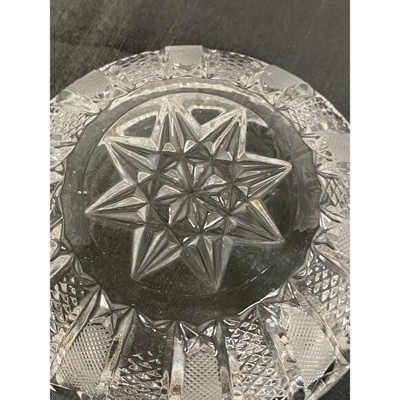VTG Czech Bohemian (?) Cut Glass Crystal Ashtray 5.25 in Art Deco Star base EUC - Picture 10 of 16